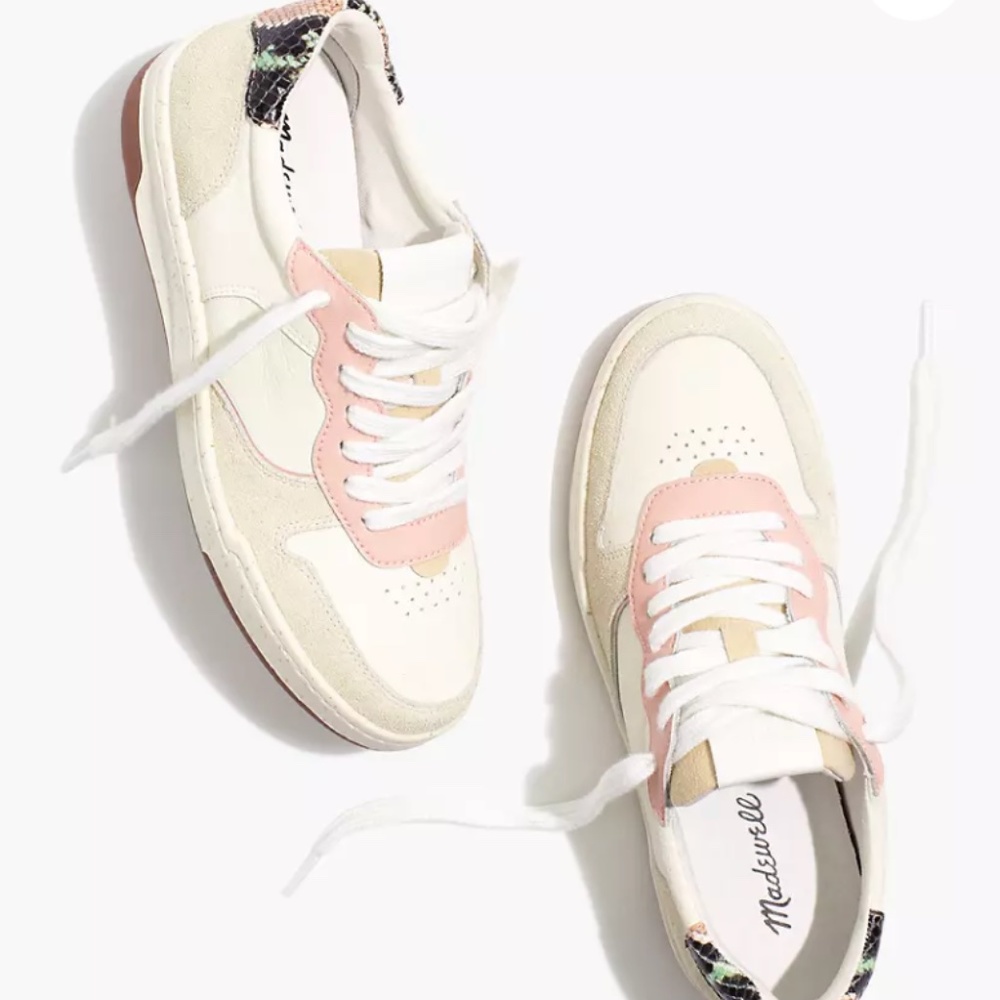 Madewell Court Sneakers in Colorblock Suede and Snakeskin Embossed Leather sz 9